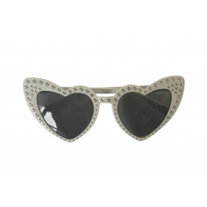 Sunglasses Heart - Diamante White with Black Lens